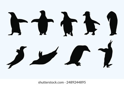 penguin silhouette set vector design