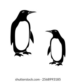 Penguin Silhouette style. Vector icons.