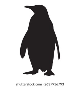 Penguin Silhouette vector art illustration on white background.