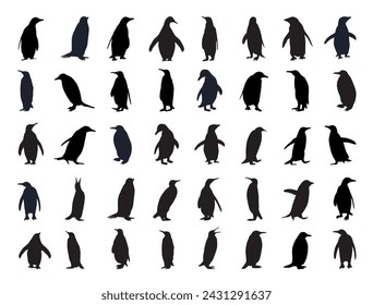 Penguin silhouette vector art white background