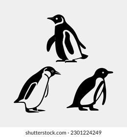 penguin silhouette vector illustration isolated on white