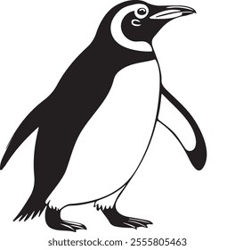 A penguin silhouette vector style with white background 