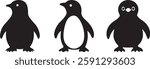 Penguin Silhouettes Vector Illustration Isolated on White Background