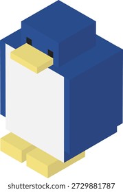 Una ilustración simple de pingüino dibujada en una vista isométrica.
Con un diseño de estilo de bloque tridimensional con colores tranquilos, es adecuado para diversos usos, como Diseño web, materiales de presentación e ilustraciones explicativas.
