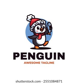Plantilla de logotipo de mascota simple de pingüino