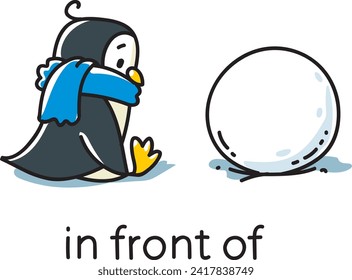 Pingüino sentado frente a la bola de nieve