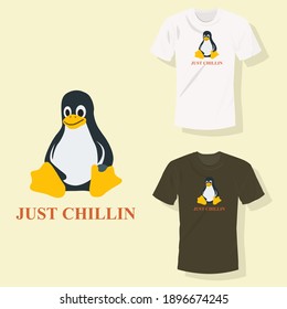Penguin sitting and just chillin T shirt clothing design 