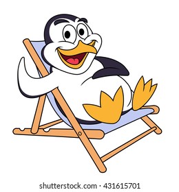 Penguin is sitting in lounge chair 2