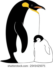 Penguin sketch black and white. Vector illustration.