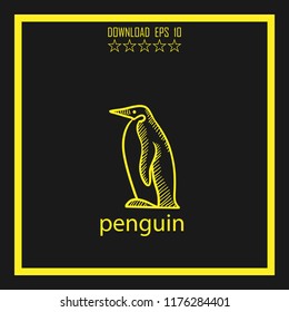 penguin sketch vector icon