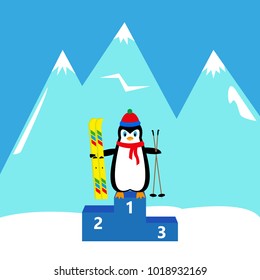 penguin skier Winner Champion