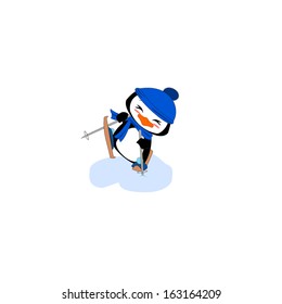 Penguin skiing 