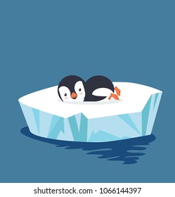 pingüino durmiendo en una capa de hielo