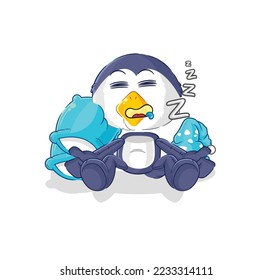 the penguin sleeping character. cartoon mascot vector