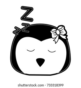 penguin sleeping cute animal cartoon icon image 