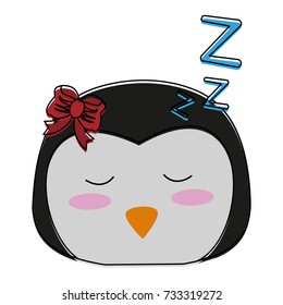 penguin sleeping cute animal cartoon icon image 