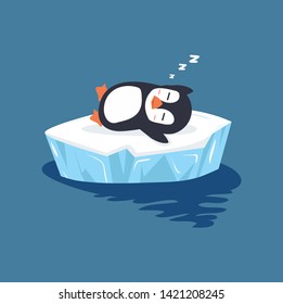 penguin sleeping on ice floe