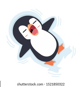 penguin sleeping on ice Vector illustration