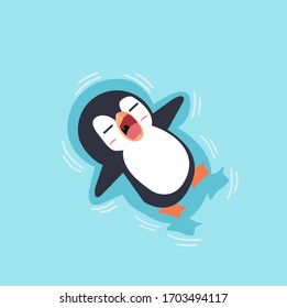 penguin sleeping on water  Vector Illustartion