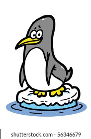 Penguin smiling on ice illustration