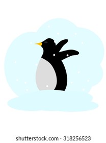 Penguin and snow