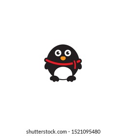 Penguin in snow icon. vector on a white background