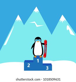 penguin snowboarder winner champion