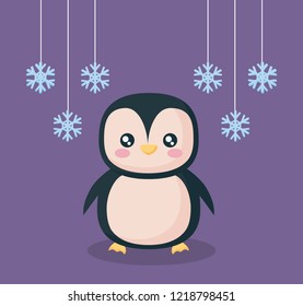 penguin with snowflakes character