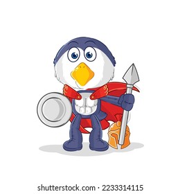 the penguin spartan character. cartoon mascot vector