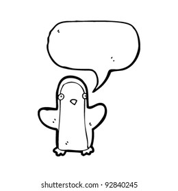 penguin with speech bubble cartoon