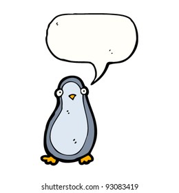 penguin with speech bubble cartoon