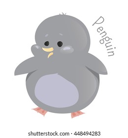 Penguin. Sphenisciformes, family Spheniscidae. Group of aquatic, flightless birds living in Southern Hemisphere. Part of series of cartoon sea creature species. Marine animals. Child fun icon. Vector