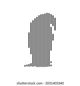 Penguin stand black barcode line icon vector on white background.