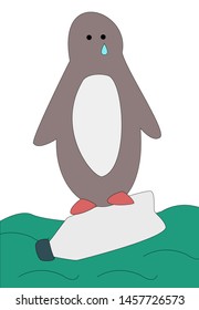 Penguin stand on plastic bottle. Environmental pollution concept