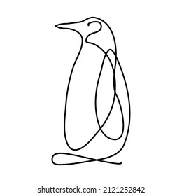 Penguin standing  continuous line drawing  nature  wildlife 
