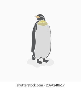 Pingüino de pie dibujado con tipo vector