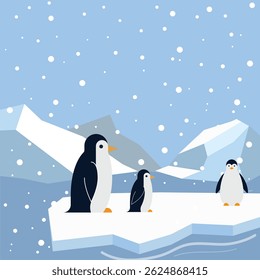 Pinguim de pé no gelo no Ártico
