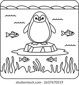 Penguin Standing on Ice Floe