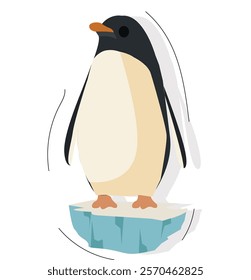  a penguin standing on melted ice. vektor penguin and an iceberg