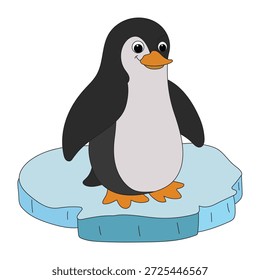 Um pinguim parado em um pequeno bloco de gelo