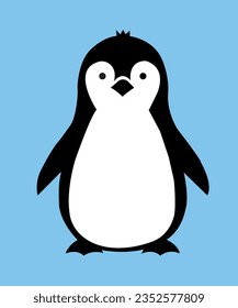 Posición permanente de pingüino con fondo azul