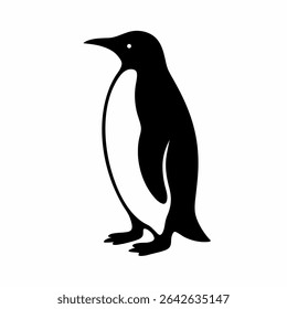 Pinguim silhueta de pé ilustração simples