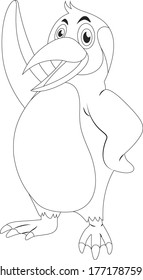 penguin standing in snow field cartoon vector art and illustration outline