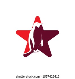  Penguin star shape concept Logo Template vector icon illustration design	