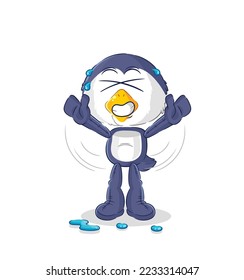 the penguin stretching character. cartoon mascot vector