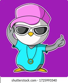 un pingüino es un rapero de estilo elegante