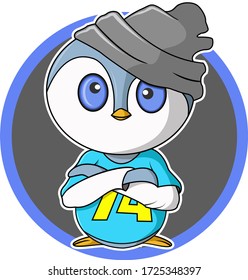 a penguin is  stylish wearing a hat