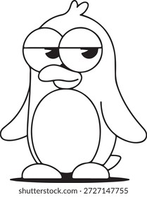 Pingüino con gafas de sol y un animal de dibujos animados de la cara gruñona