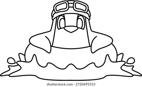 Pingüino Natación Flotador inflable Verano Animal Vector Ilustración de arte gráfico
