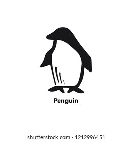 Penguin symbol black on the white background text smooth